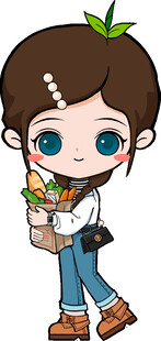 可爱卡通女孩采购归来