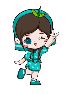 可爱蓝衣卡通女孩起舞