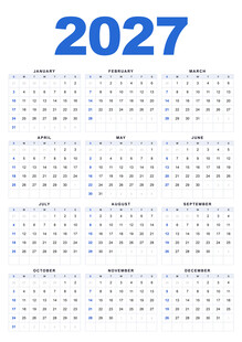 2027年日历模板