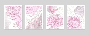 粉色花卉图案装饰画