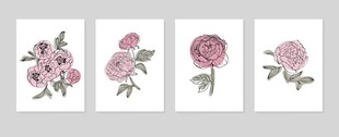 四幅花卉装饰画