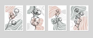 手绘人物插画四幅展示