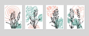 三幅植物水彩插画作品