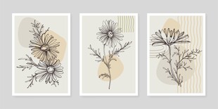 复古植物手绘插画作品