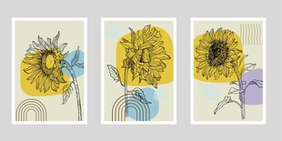 三幅花卉装饰画