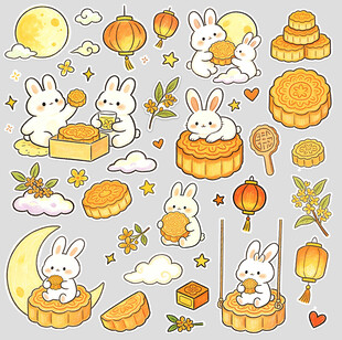中秋元素可爱插画
