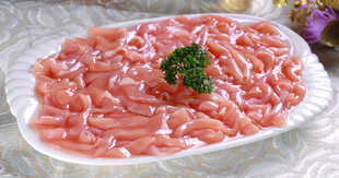 新鲜鸡肉条摆盘展示