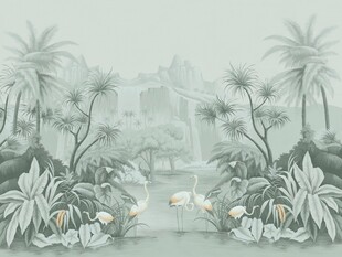 热带植物景观手绘插画