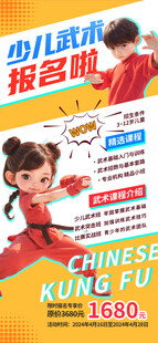 少儿武术培训招生海报