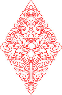 复古红色花卉几何装饰图案
