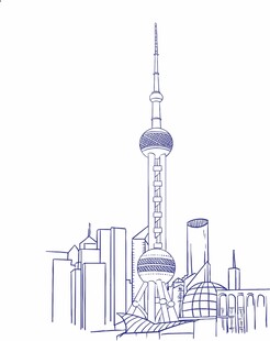上海城市建筑线描轮廓图