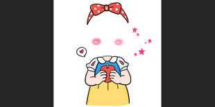 可爱女孩捧花卡通人形牌