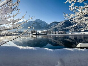 冬日雪景下的静谧湖光山色