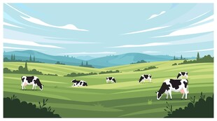 牧场奶牛插画
