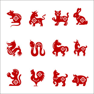 十二生肖剪纸图案展示