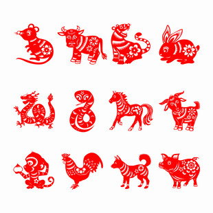 十二生肖剪纸图案展示