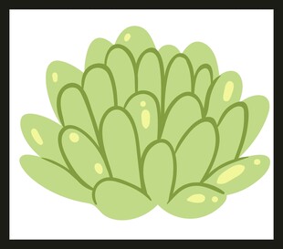 可爱绿色多肉植物插画