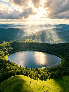 山间湖泊美景