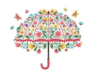 花卉雨伞插画
