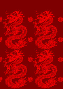 红色双龙图案背景