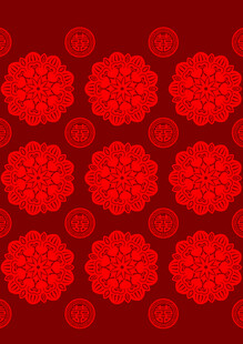 红色花卉图案背景纹理