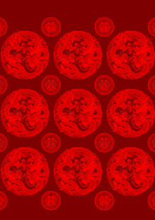 红色圆形龙纹喜庆图案