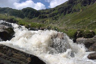 山间湍急溪流奔腾而下