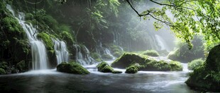 山林间的清幽瀑布景观