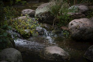 山间溪流与岩石景观