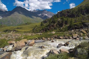 山间湍急溪流与壮美山色