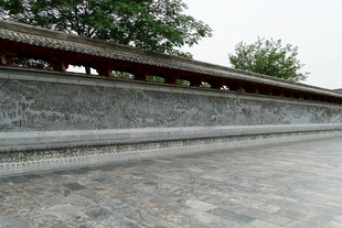 中式古建筑围墙景观