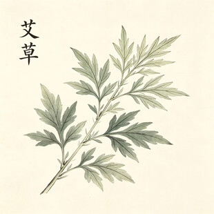 手绘艾草图