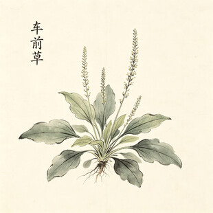 手绘车前草植物图