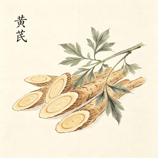 黄芪药材插画展示