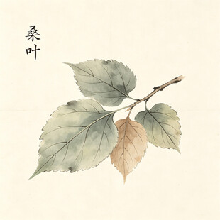 水墨桑叶图