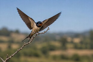 枝头飞鸟展翅瞬间