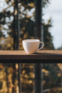 窗边咖啡杯静享自然时光