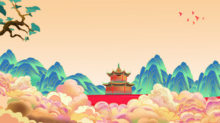 山水插画背景
