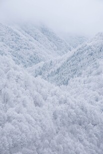 雪覆山峦美景