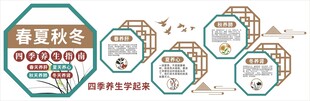 中医四季养生文化墙海报背景图案