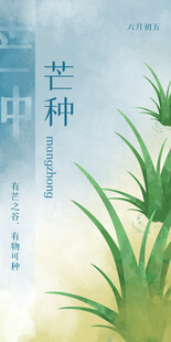 清新芒种节气绿植画面