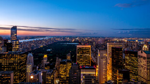 纽约城市天际线黄昏美景