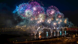 夜空中绚烂的烟花绽放