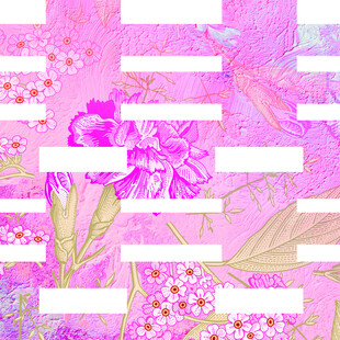 粉色花卉喜字