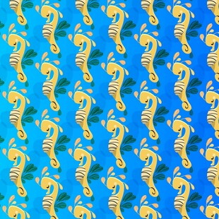 蓝色背景海马图案纹理