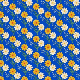 蓝色背景小雏菊图案
