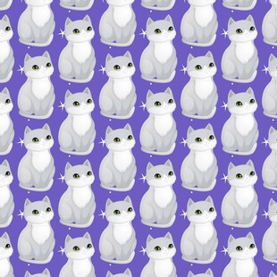 紫色背景猫咪图案