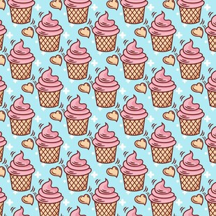 可爱纸杯蛋糕无缝图案