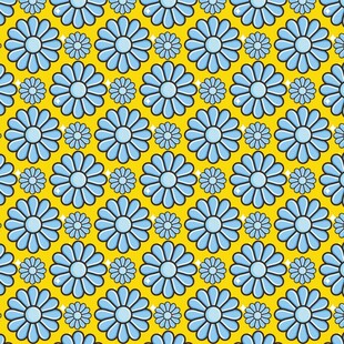 黄色背景蓝色花朵图案