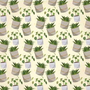 盆栽植物无缝图案背景